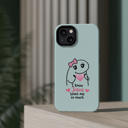 Christian Cute Heart Phone Case — "I Know Jesus Loves Me So Much" Magnetic Impact-Resistant Case