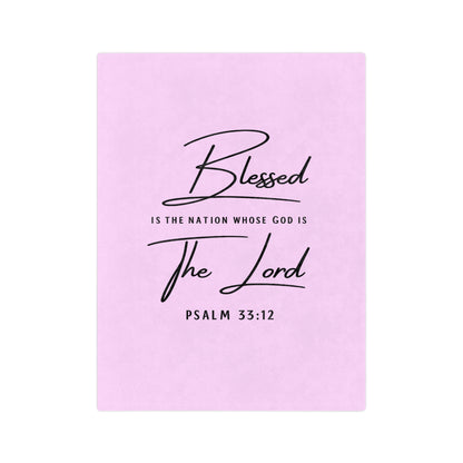 Blessed Psalm 33:12 Velveteen Blanket — Soft Christian Throw