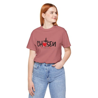 Chosen Cross Heart T-Shirt — Christian Faith Tee (1 Peter 2)