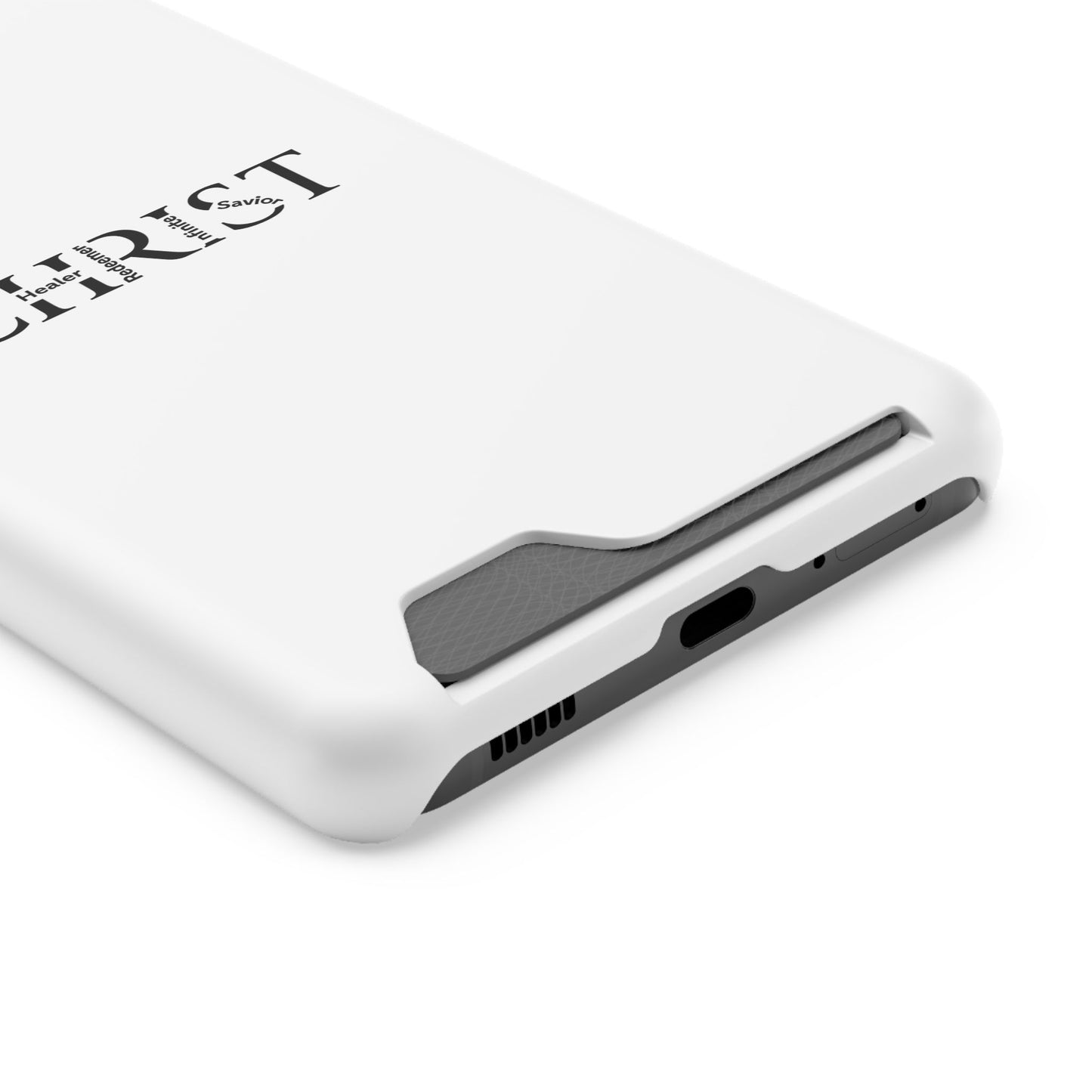 Christian Phone Card Case — Minimal 'CHRIST' Text Wallet Phone Case