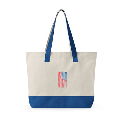 Canvas Tote Bag — "Child of God" & Watercolor Flag Zippered Tote