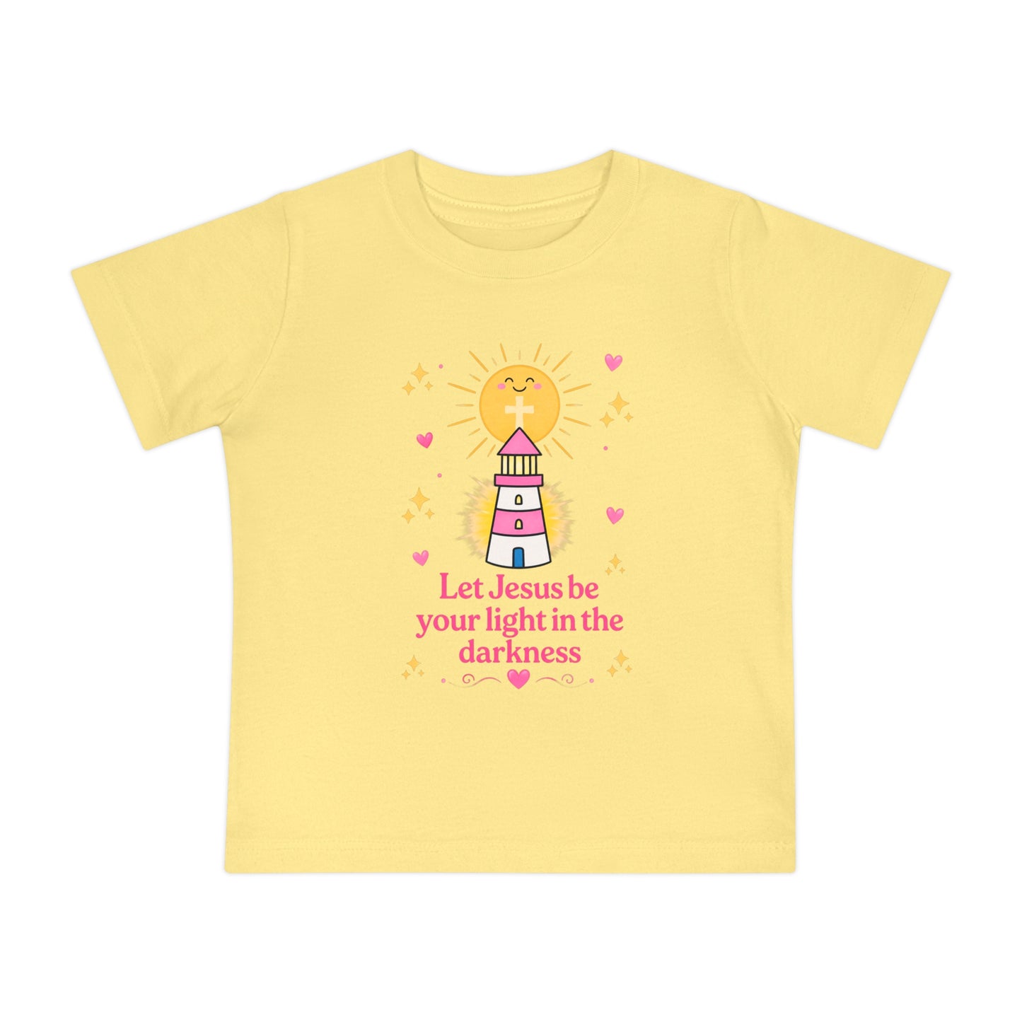 Baby T-Shirt - "Let Jesus Be Your Light in the Darkness" Cute Lighthouse Christian Tee for Infants