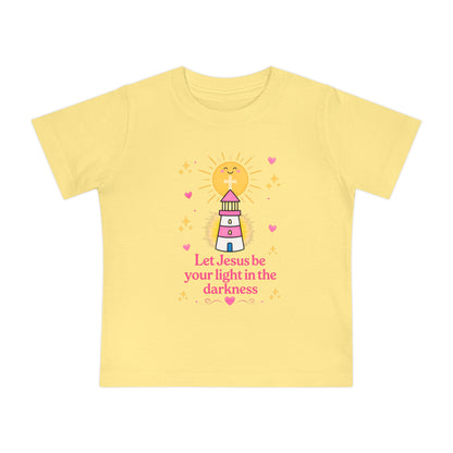 Baby T-Shirt - "Let Jesus Be Your Light in the Darkness" Cute Lighthouse Christian Tee for Infants