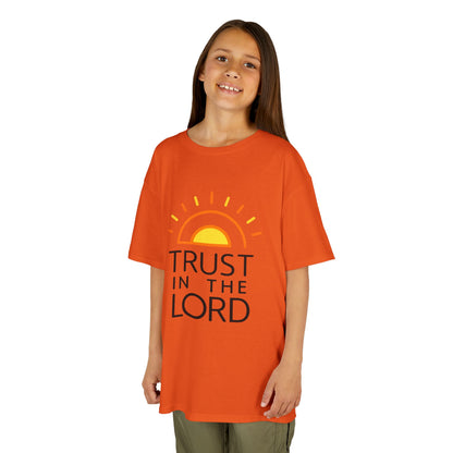 UNISEX Kids T-Shirt — "Trust in the Lord" Sun Graphic Christian Tee