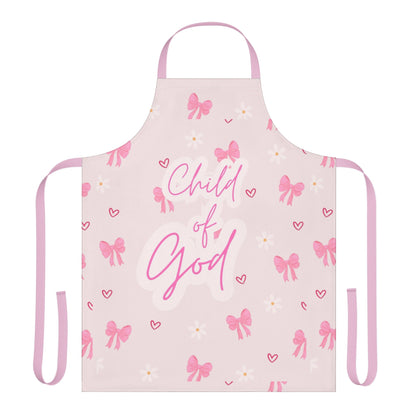 Child of God Pink Apron — Floral Bow Christian Kitchen Apron