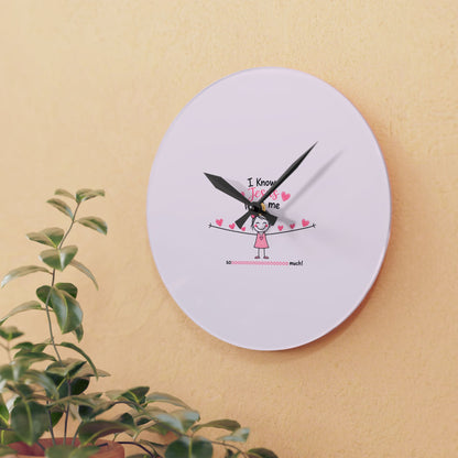 Acrylic Wall Clock - Cute Pink 'I Know Jesus Loves Me' Kids Nursery Clock