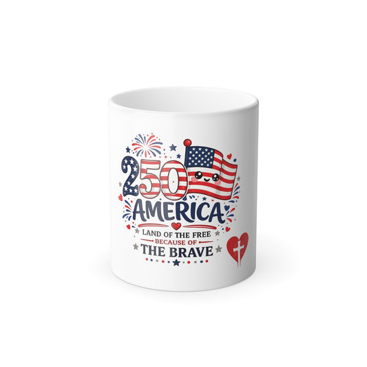Color Morphing Mug — '250 America' Design, 11oz