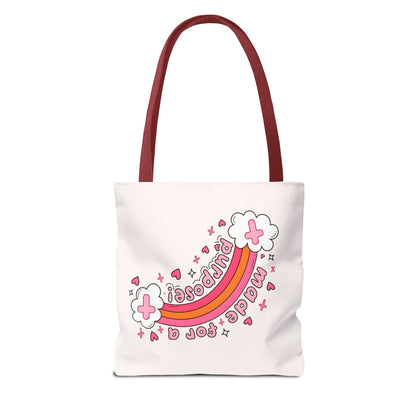 Pink Faith Tote Bag — Inspirational Cross & Rainbow AOP Tote