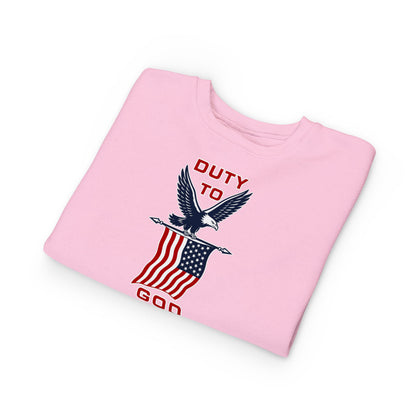 Toddler Sweatshirt - 'Duty to God' Patriotic Eagle & Flag