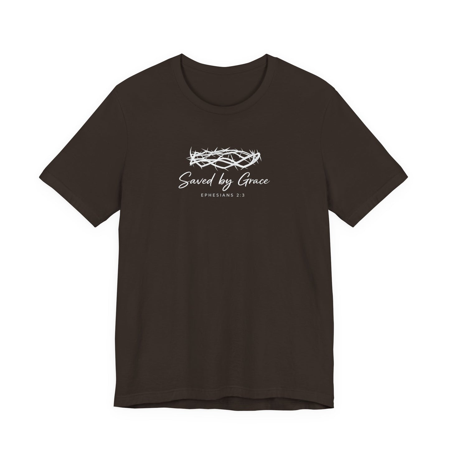 Faith Over Fear T-Shirt — "Saved by Grace" Christian Tee (Heart & Crown)