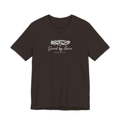 Faith Over Fear T-Shirt — "Saved by Grace" Christian Tee (Heart & Crown)