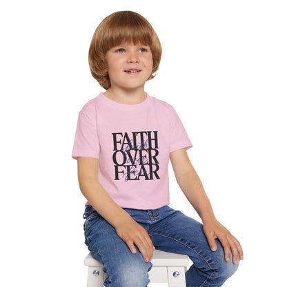 Toddler T‑Shirt — "Faith Over Fear" Scripture Graphic, Christian Kids Tee