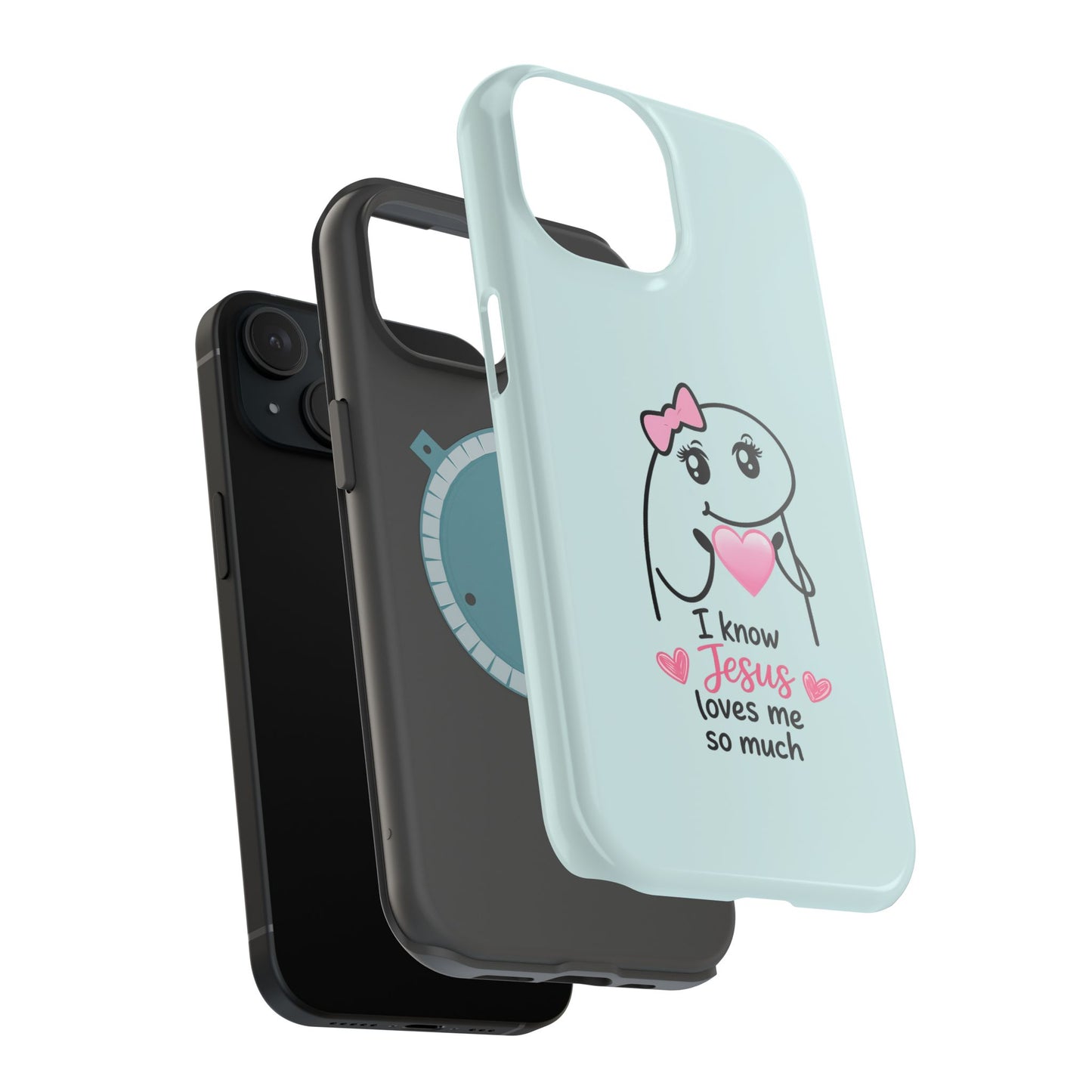 Christian Cute Heart Phone Case — "I Know Jesus Loves Me So Much" Magnetic Impact-Resistant Case