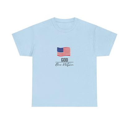T-Shirt — American Flag "God Over Nation" Patriotic Faith Tee