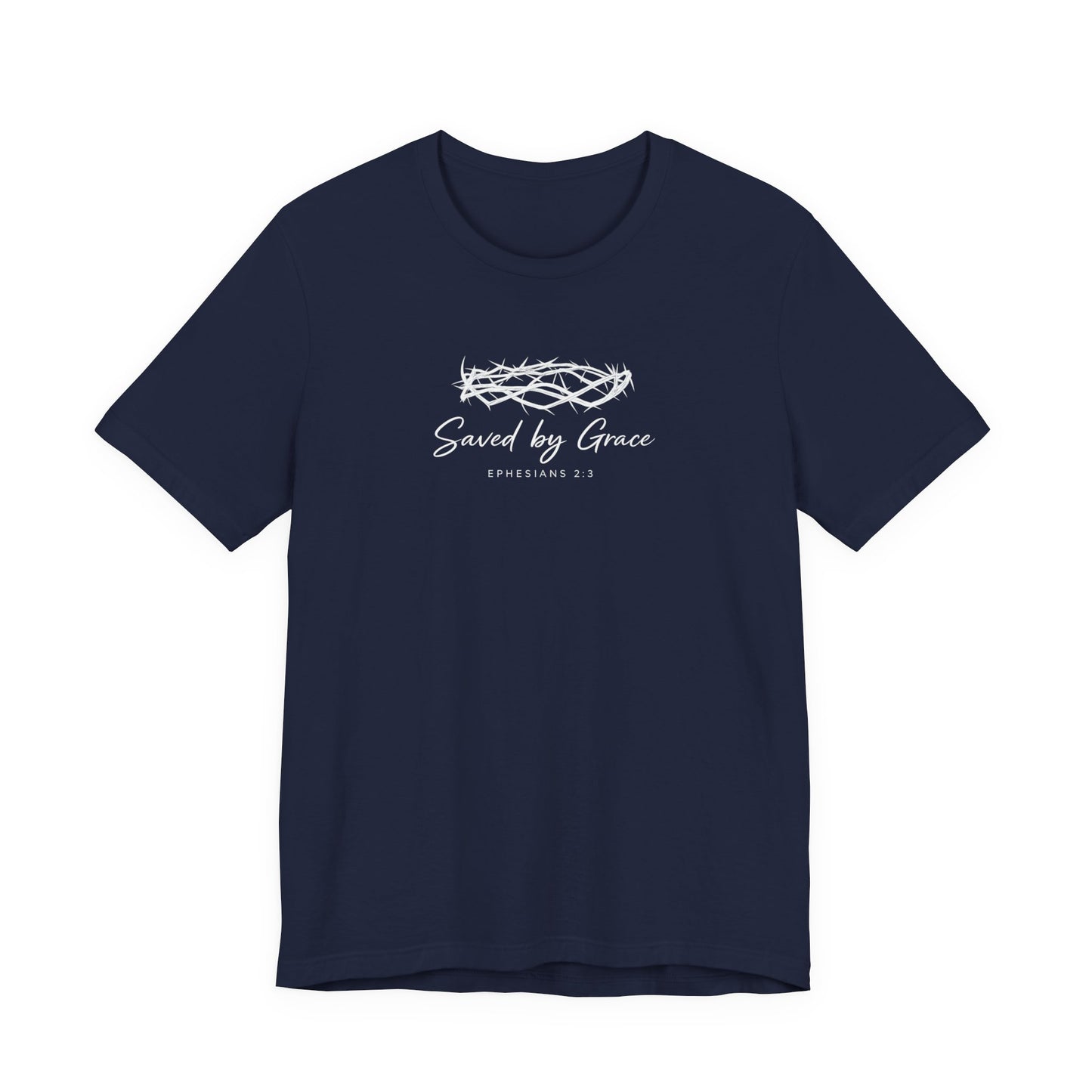 Faith Over Fear T-Shirt — "Saved by Grace" Christian Tee (Heart & Crown)