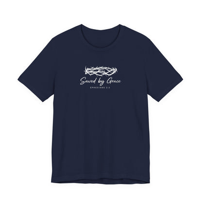 Faith Over Fear T-Shirt — "Saved by Grace" Christian Tee (Heart & Crown)
