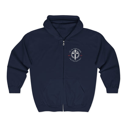 It Is Finished Cross Zip Hoodie — Christian Faith Full-Zip Sweatshirt