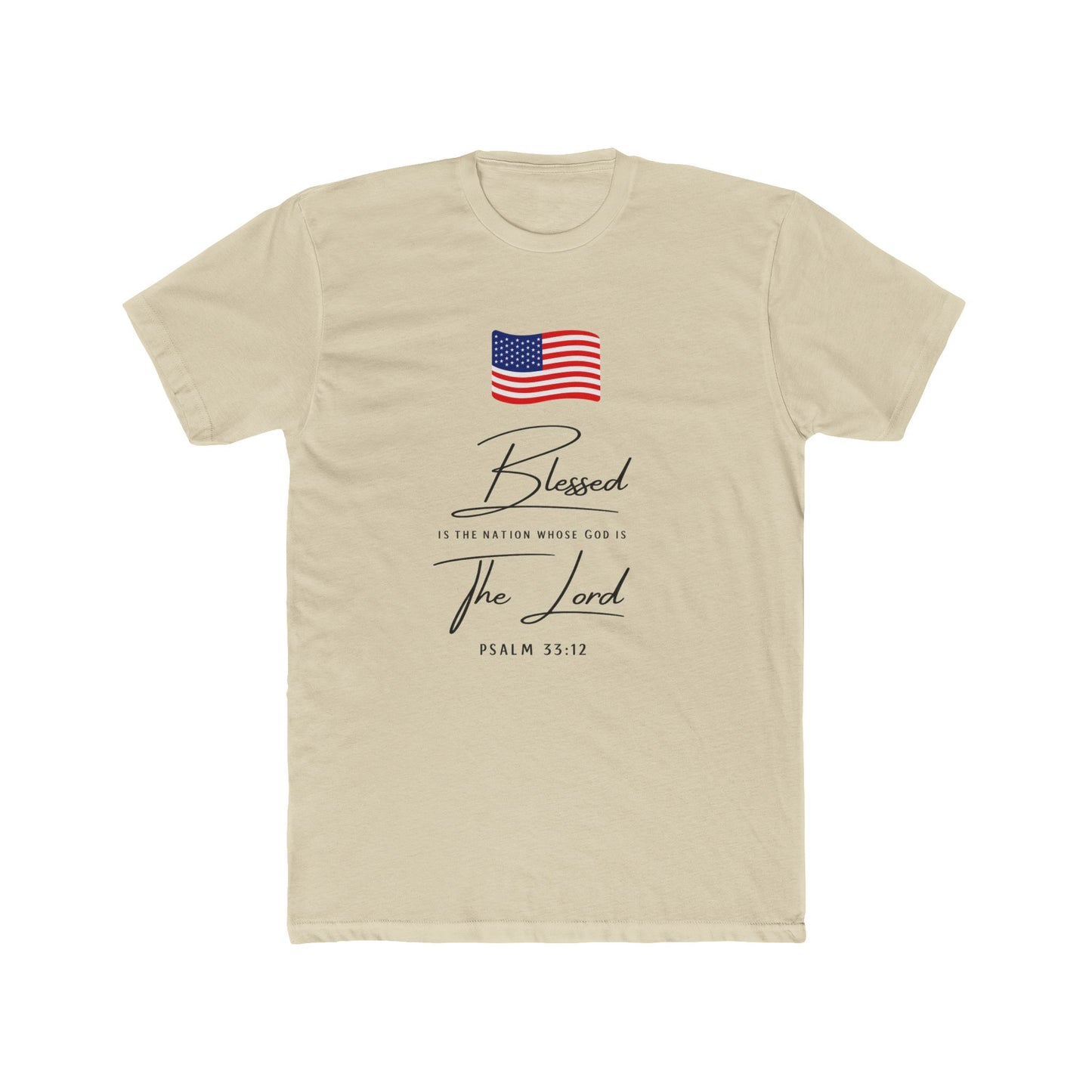 Blessed by the Lord American Flag T-Shirt — Psalm 55:12 Patriotic Christian Tee
