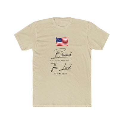Blessed by the Lord American Flag T-Shirt — Psalm 55:12 Patriotic Christian Tee