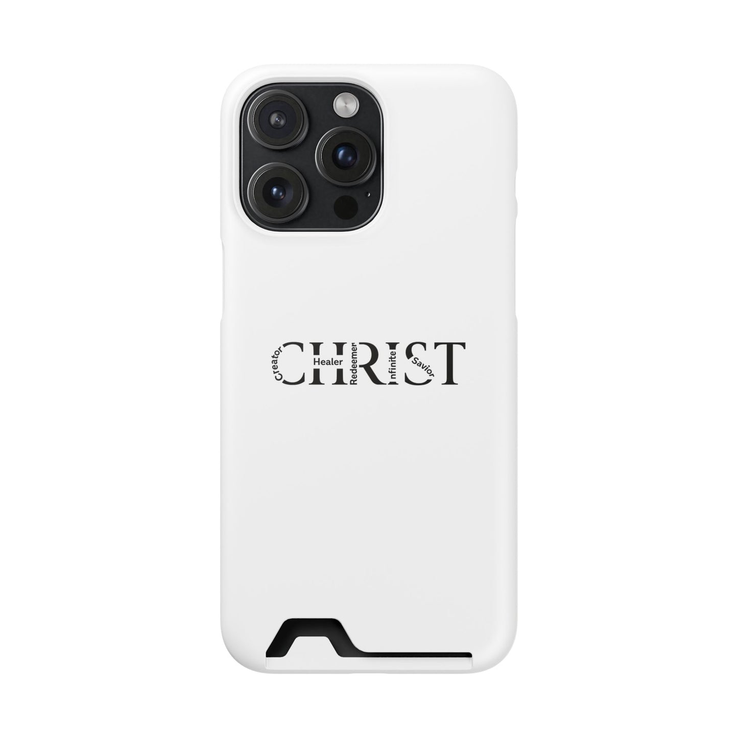 Christian Phone Card Case — Minimal 'CHRIST' Text Wallet Phone Case
