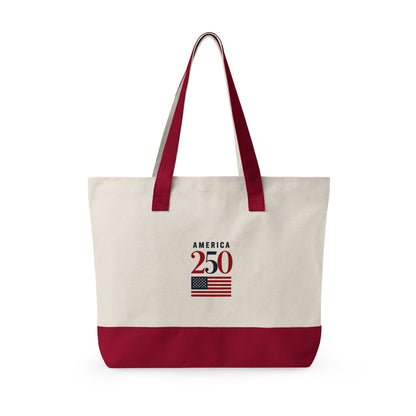 American Flag Canvas Tote Bag — "Stand For The Flag" Patriotic Zippered Tote