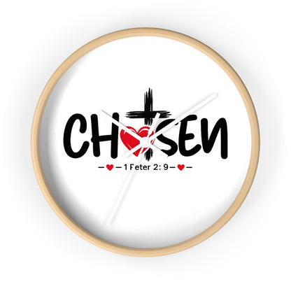 Chosen Christian Wall Clock – 1 Peter 2:9 Inspirational Cross & Heart Decor