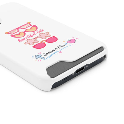 Jesus + Me Phone Card Case — "Beautiful Life" Pink Sunglasses Christian Wallet Case