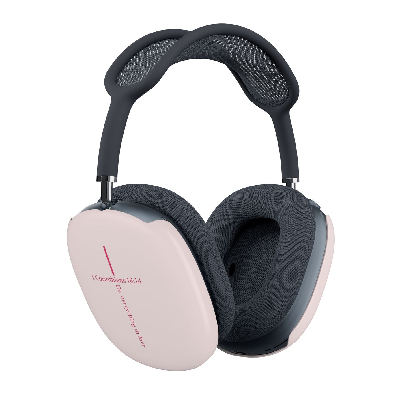 Pink Cross AirPod Max Case — 1 Corinthians 16:14 Inspirational Headphone Covers