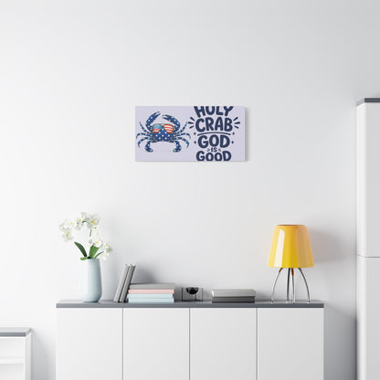 Patriotic Crab Canvas — "Holy Crab God Is Good" Wall Art