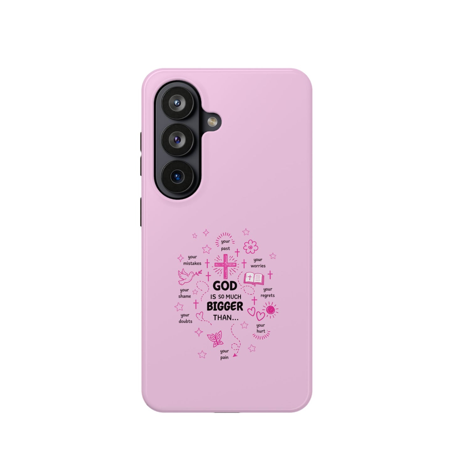 Pink Faith Phone Case — "God Is So Much Bigger Than..." Magnetic Impact-Resistant Case