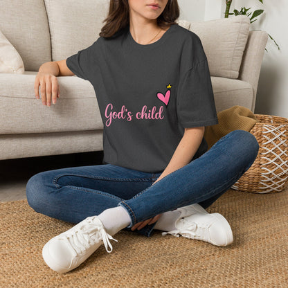 God's Child T-Shirt — Pink Heart Christian Faith Tee