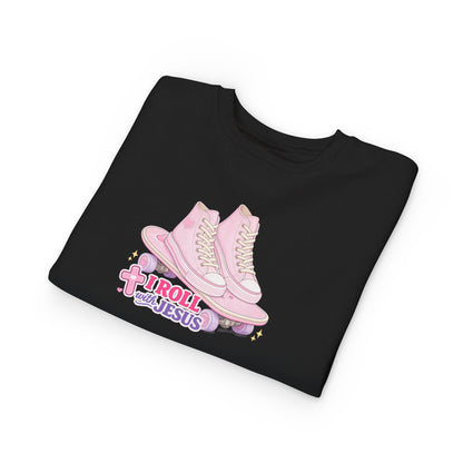 Toddler Sweatshirt — "I Roll With Jesus" Christian Toddler Tee