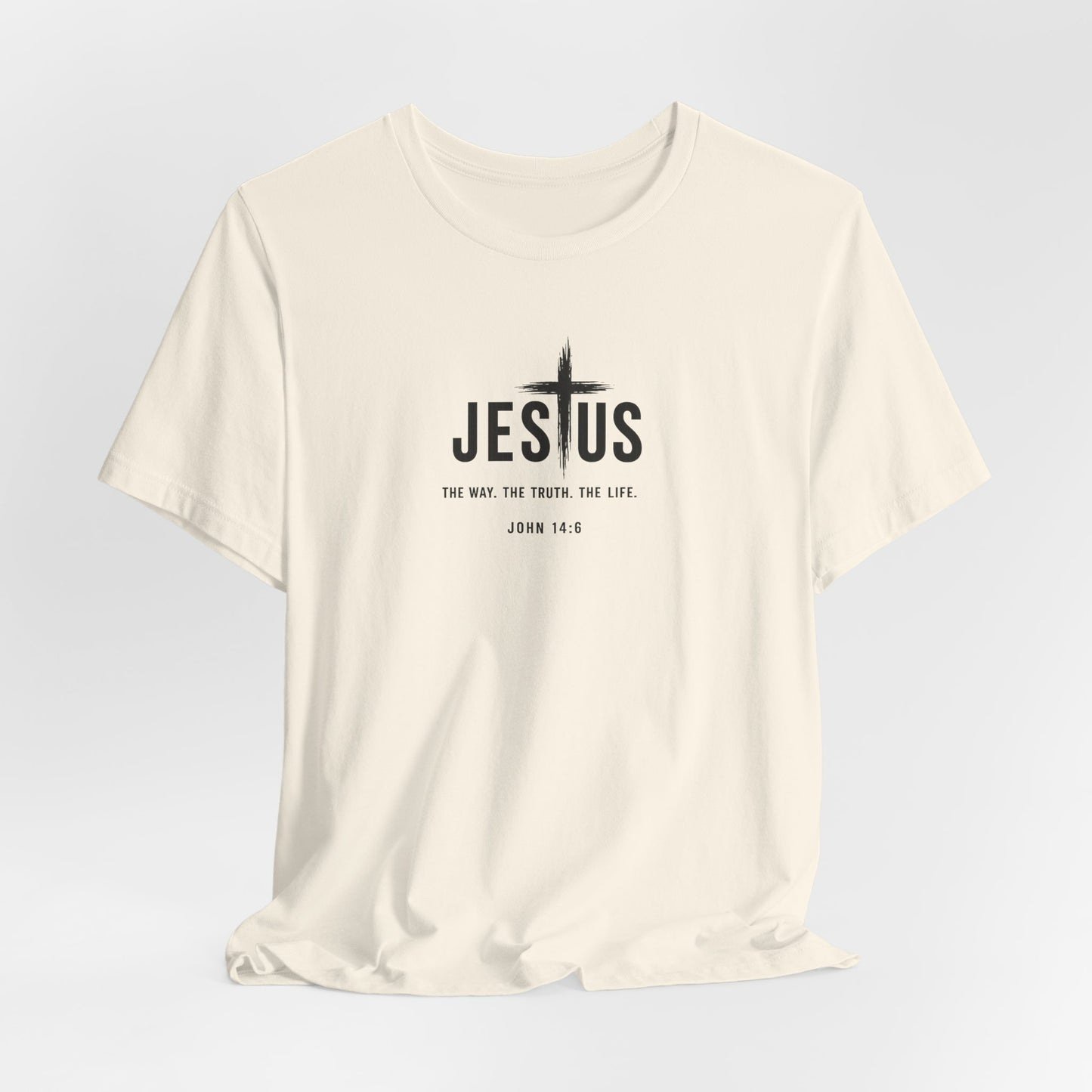 Faith Over Everything Christian Tee — "Jesus" Cross Design, John 14:6 Inspirational Shirt