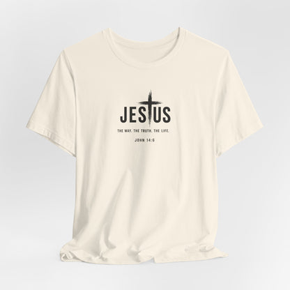 Faith Over Everything Christian Tee — "Jesus" Cross Design, John 14:6 Inspirational Shirt