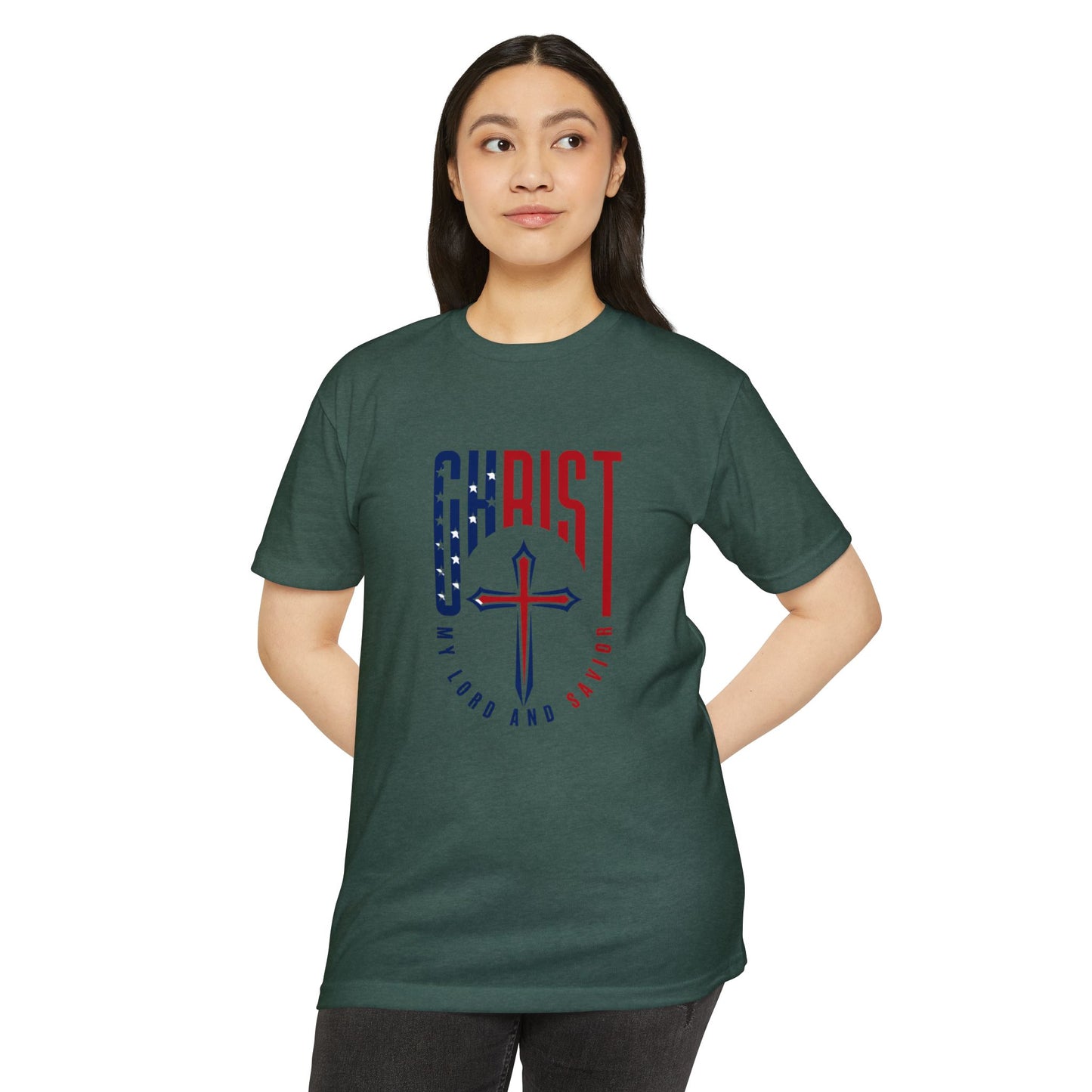 UNISEX Christ Cross T‑Shirt — My Lord and Savior Patriotic Christian Tee