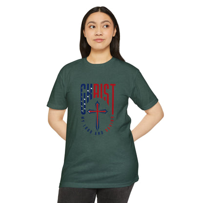 UNISEX Christ Cross T‑Shirt — My Lord and Savior Patriotic Christian Tee