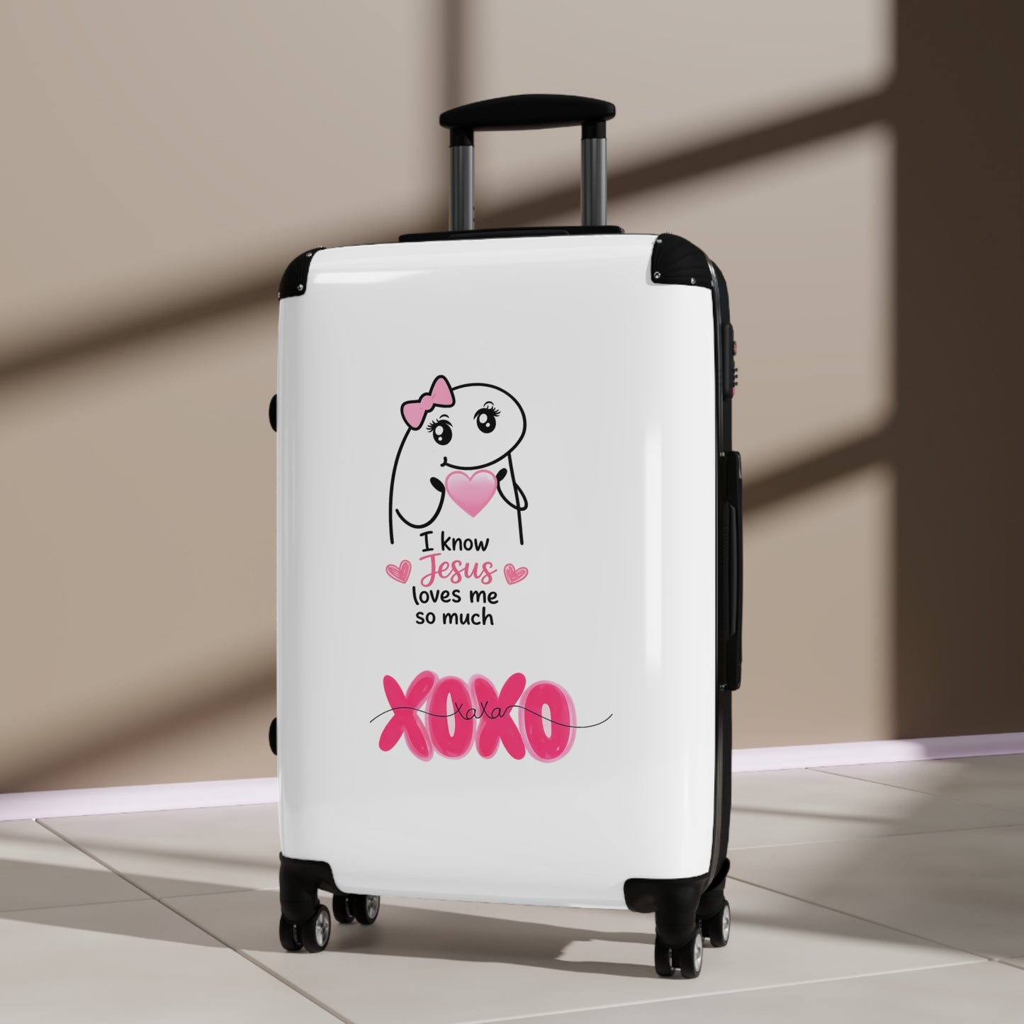 Suitcase — "I Know Jesus Loves Me So Much XOXO" Cute Christian Travel Luggage
