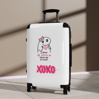 Suitcase — "I Know Jesus Loves Me So Much XOXO" Cute Christian Travel Luggage
