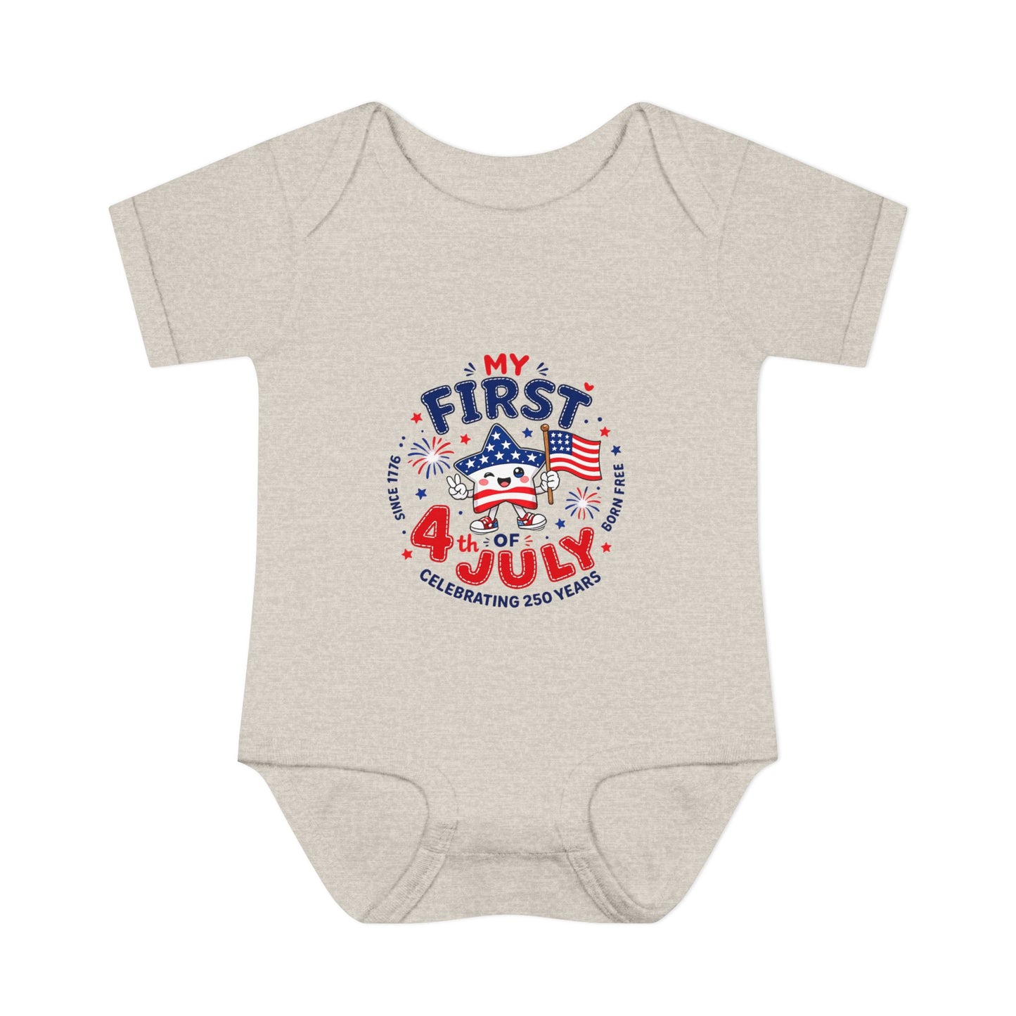 Baby Bodysuit – "My First 4th of July" Patriotic Infant Onesie