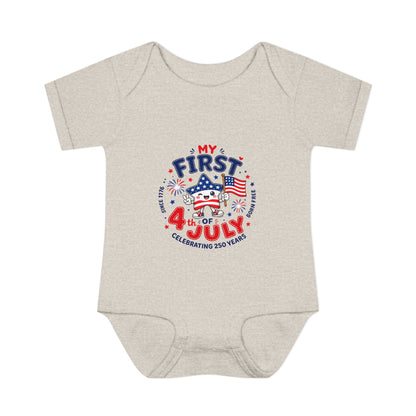 Baby Bodysuit – "My First 4th of July" Patriotic Infant Onesie