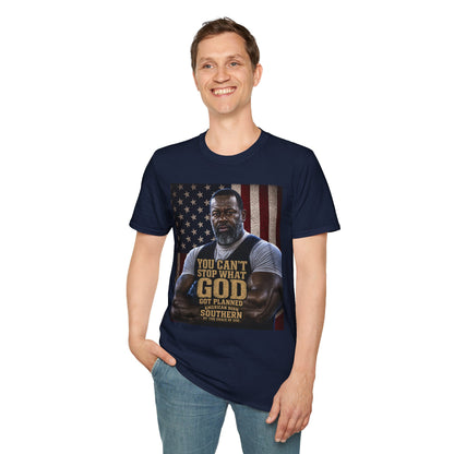 Patriotic Faith Graphic T-Shirt — "You Can't Stop What God" Inspirational Tee