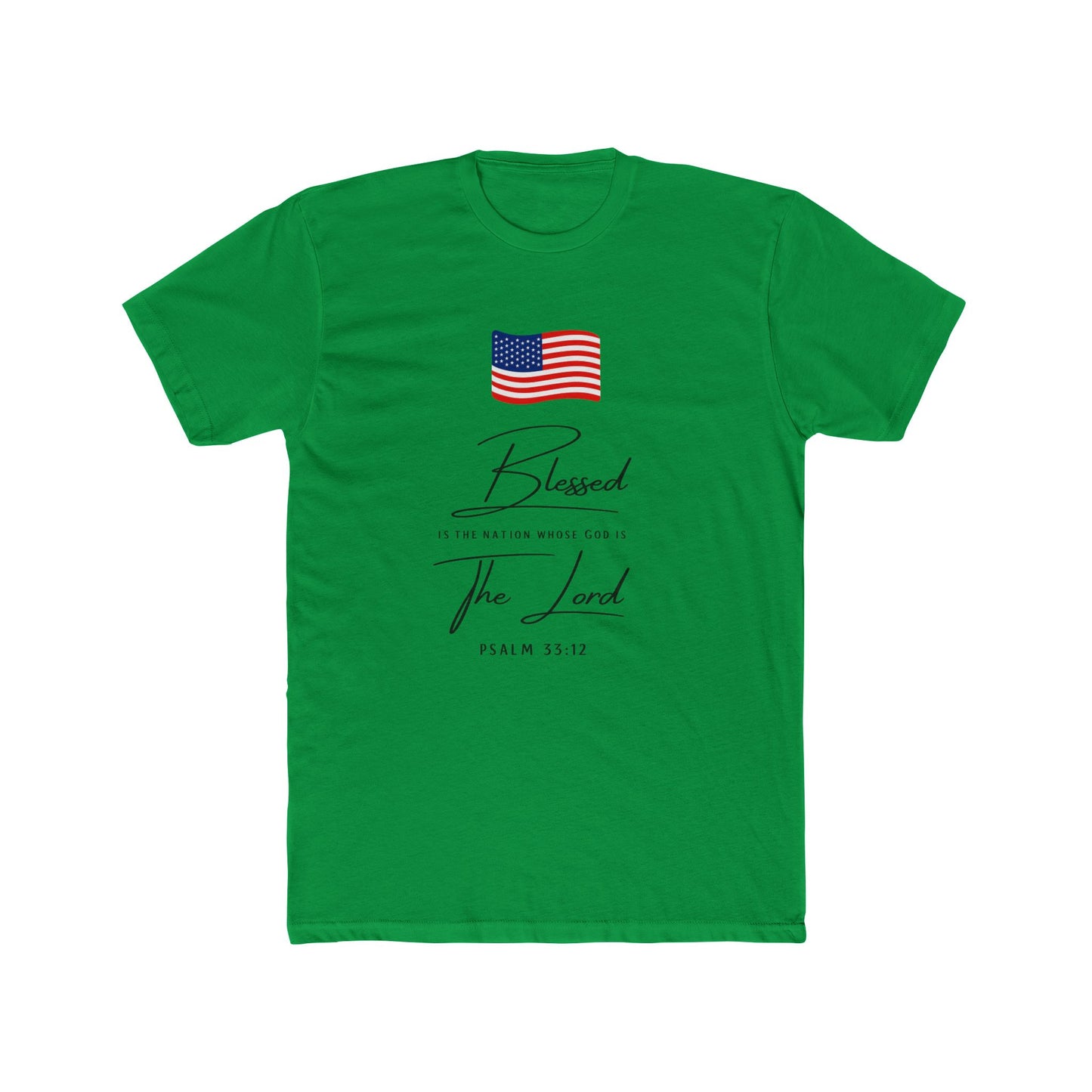 Blessed by the Lord American Flag T-Shirt — Psalm 55:12 Patriotic Christian Tee