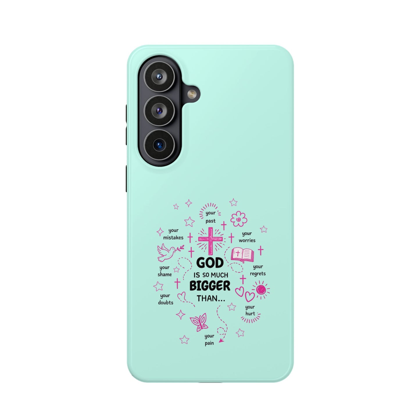Mint Christian Phone Case — "God Is So Much Bigger Than..." Magnetic Impact-Resistant