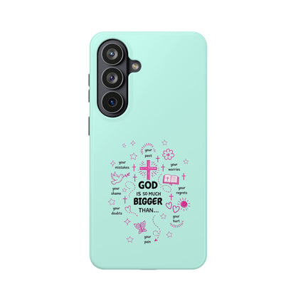 Mint Christian Phone Case — "God Is So Much Bigger Than..." Magnetic Impact-Resistant