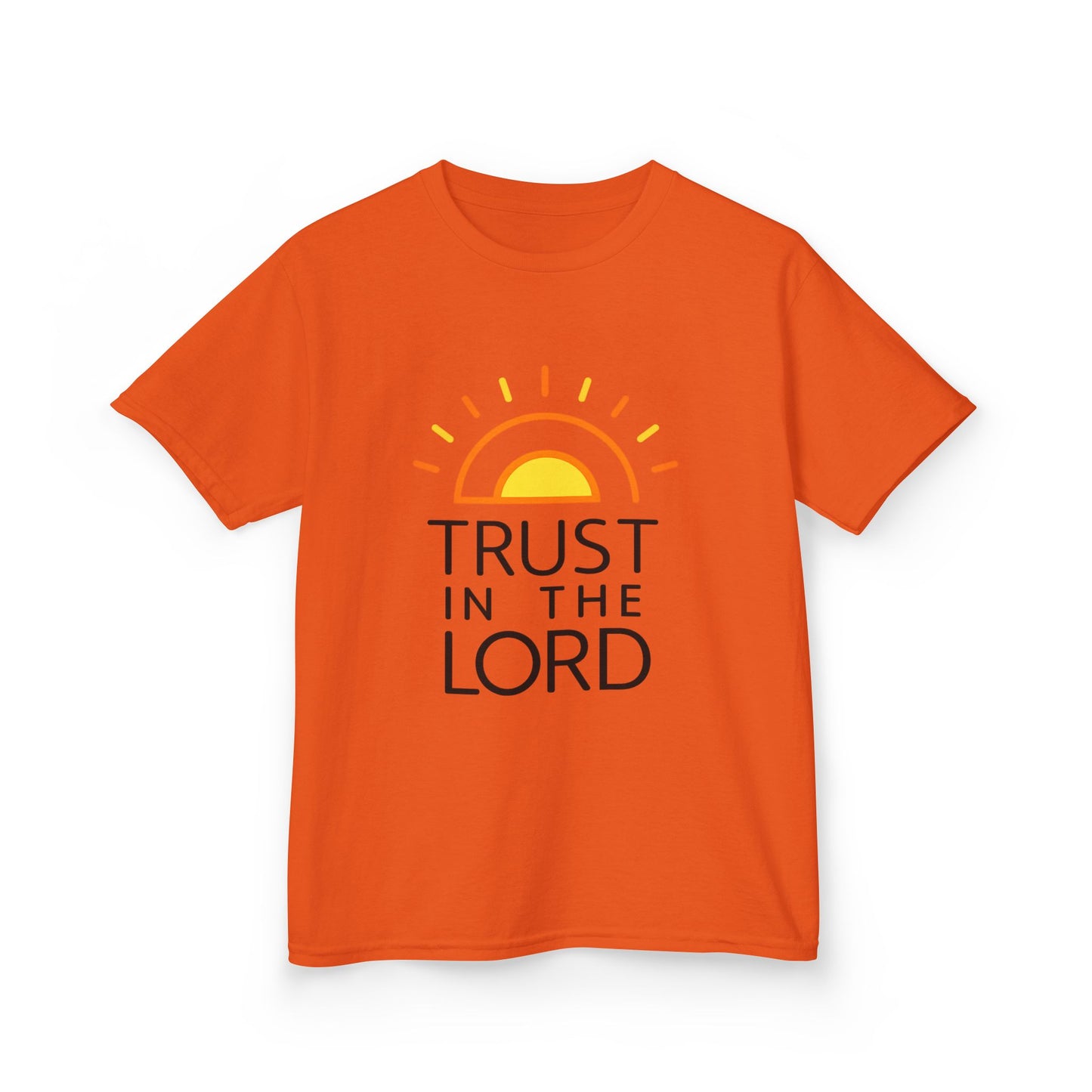 UNISEX Kids T-Shirt — "Trust in the Lord" Sun Graphic Christian Tee