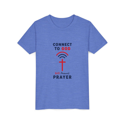 Youth Tee — "Connect to God" Prayer Wi-Fi Cross Shirt