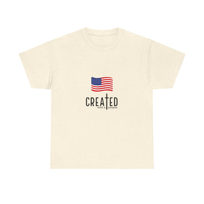 Created American Flag T‑Shirt — 'Created' Patriotic Graphic Tee