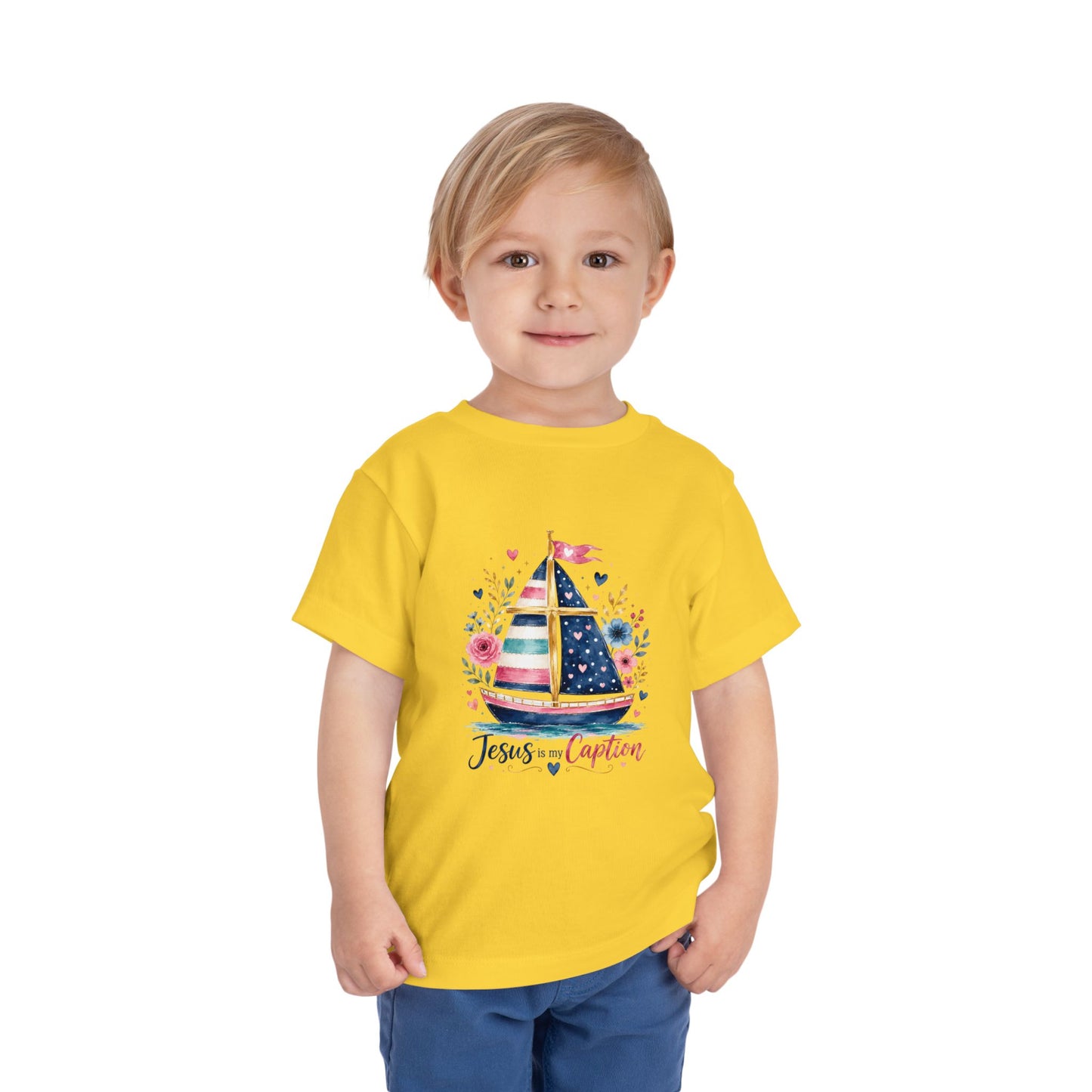 Toddler Tee - 'Jesus is my Captain' Nautical Sailboat Christian Shirt