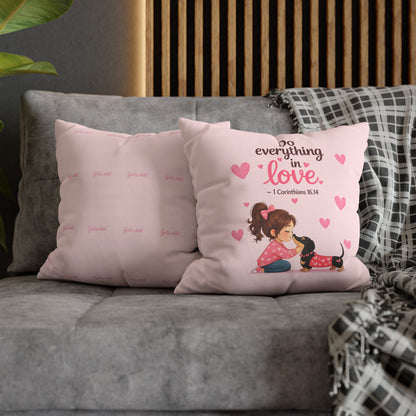 Do Everything in Love Pillowcase — 1 Corinthians 16:14 Decorative Square Pillow