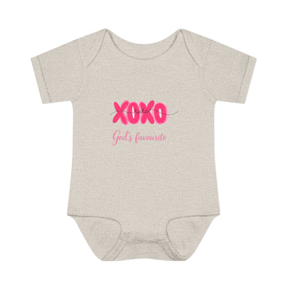 Baby Bodysuit "XOXO God's Favorite" — Cute Pink Valentine Infant Onesie